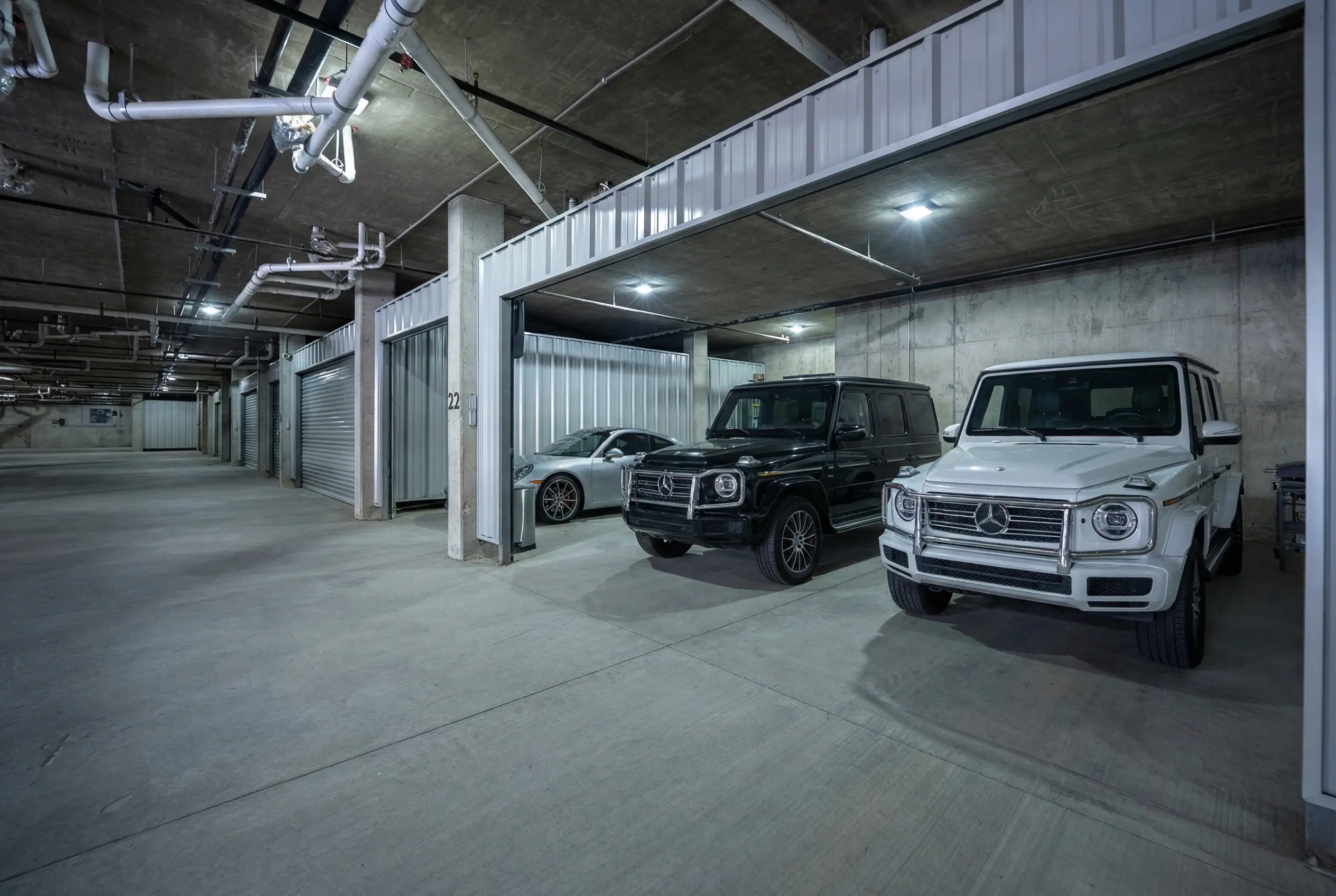 Three-car garage with finished floors